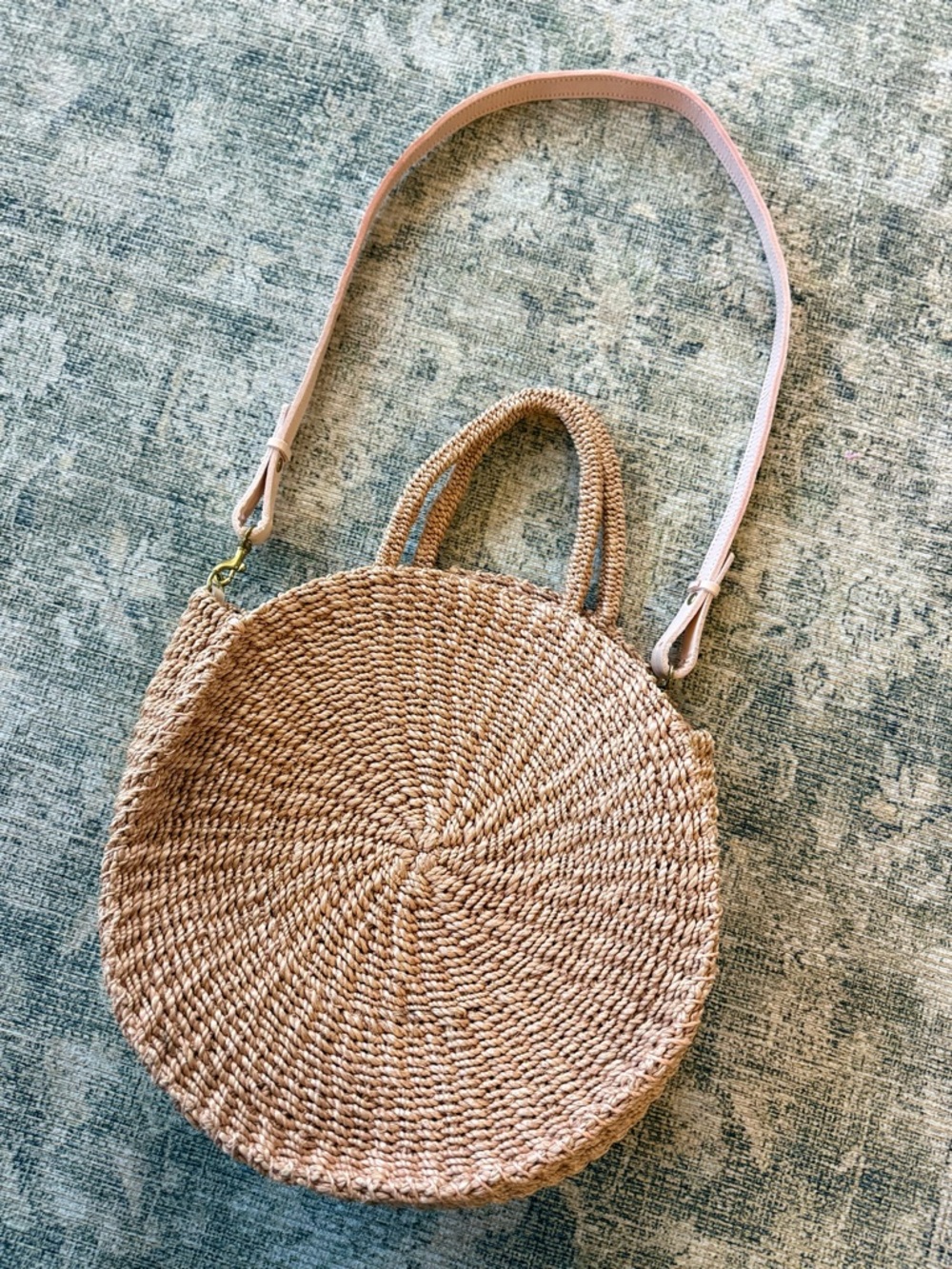 Clare V. Straw Alice Handle Bag Gold Hardware Beach Boho Spring Summer Luxury - Picture 12 of 13